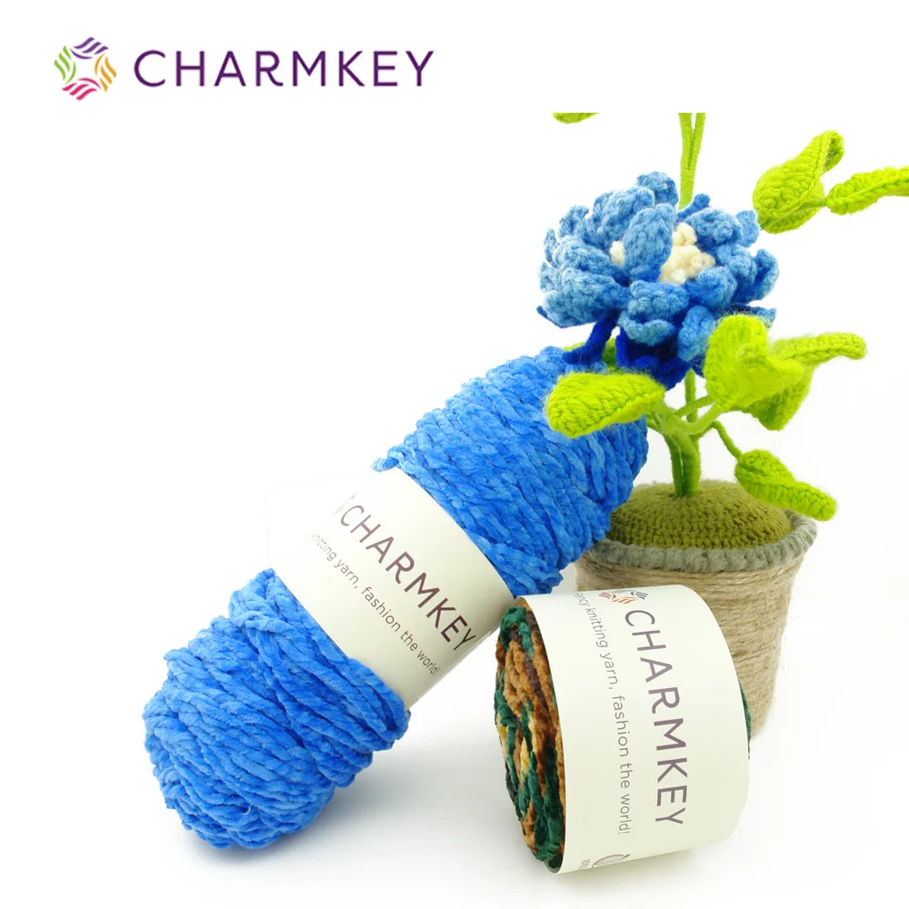 Charmkey новинка разноцветная синель пряжа 100% полиэстер детское одеяло вязальная от китайского