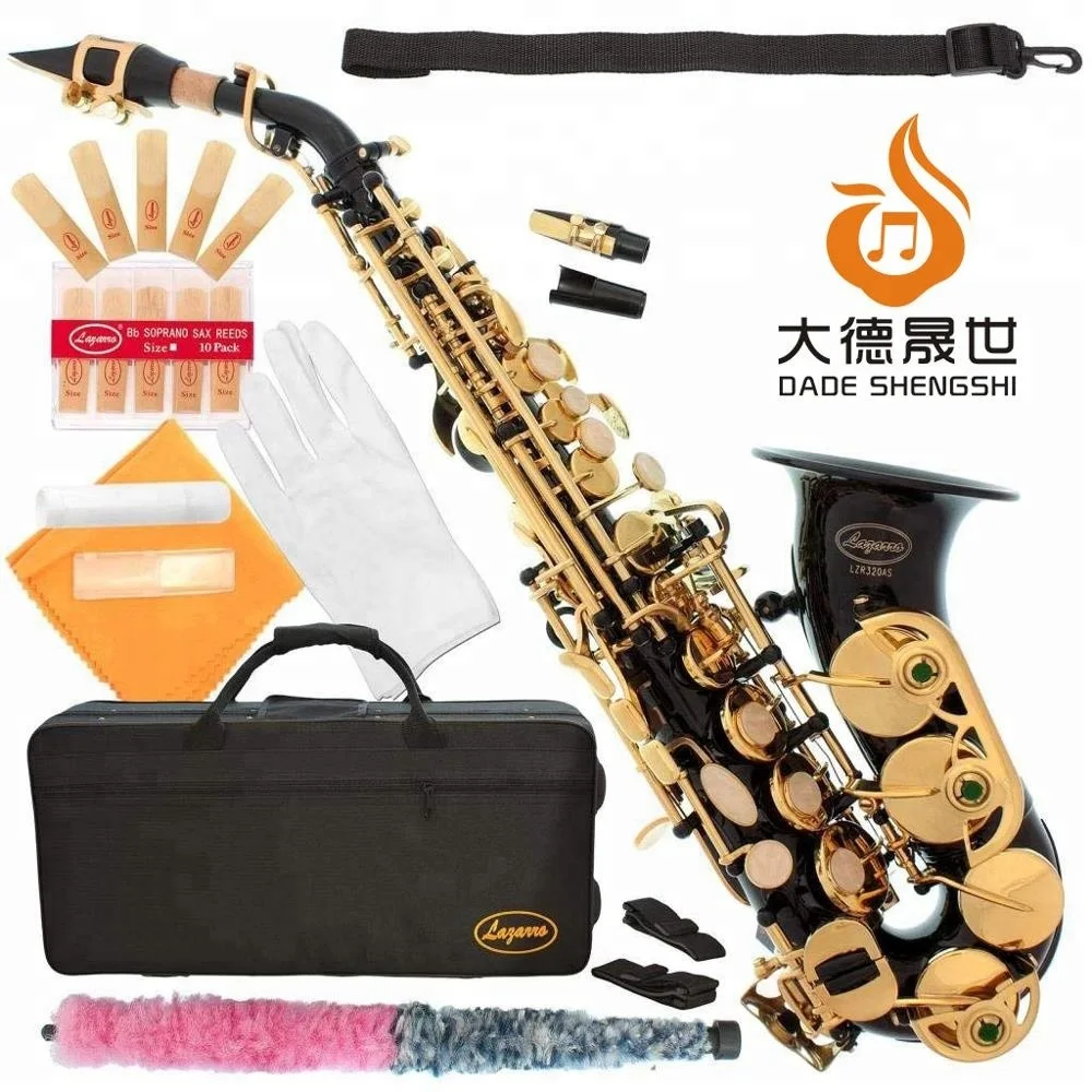 
Accept OEM Dasheng Music DSSC-711BG Black Body And Gold Keys Chinese Curved Saxophone Soprano 