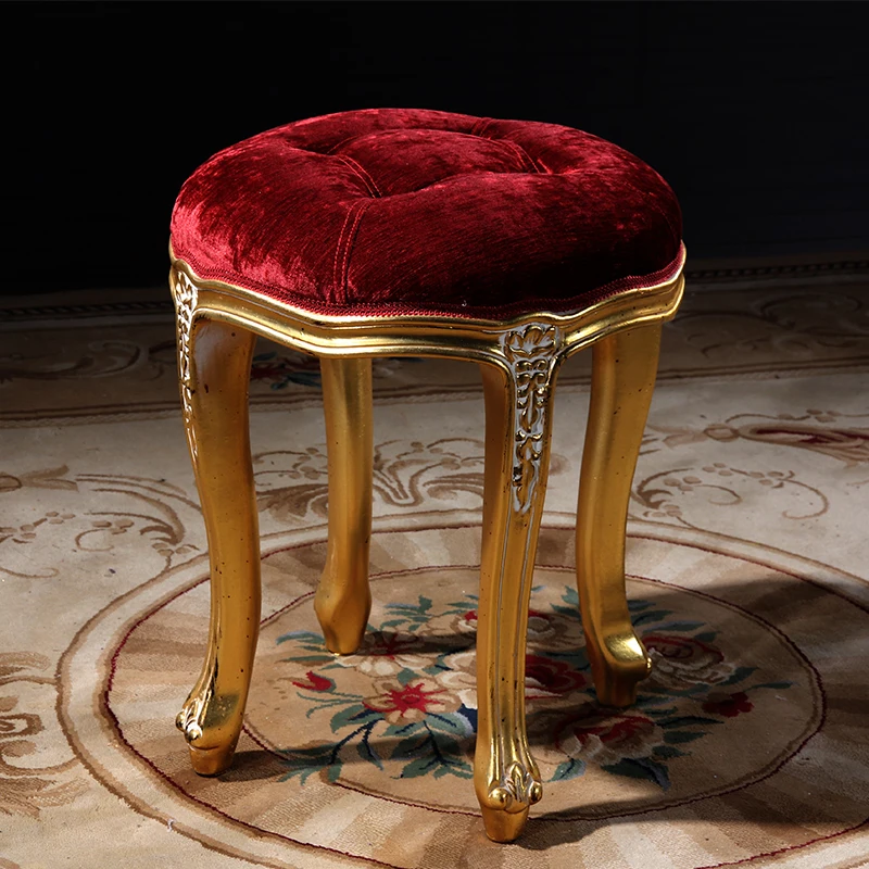 Классическая королевская кровать ручной работы-классический туалетный стул в стиле барокко из золотой фольги