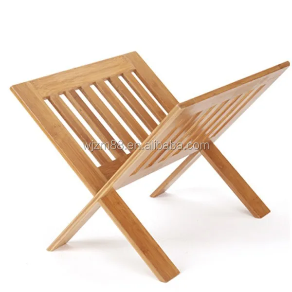 
foldable bamboo & wooden front page magazine racks, home display organizers wholesale 