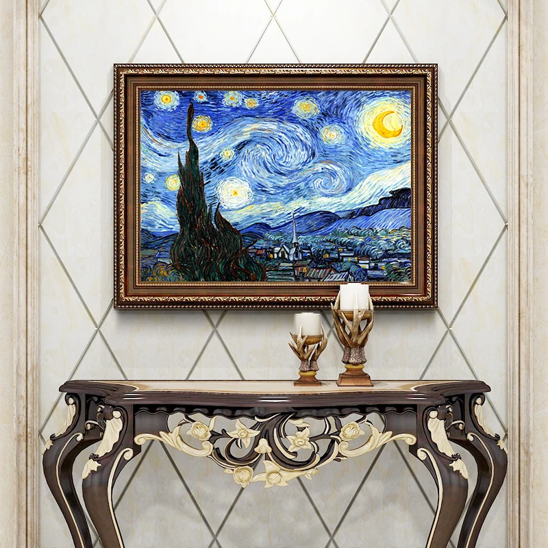 vincent van gogh the starry night landscape famous oil canvas painting reproduction from china scenery picture frame living room