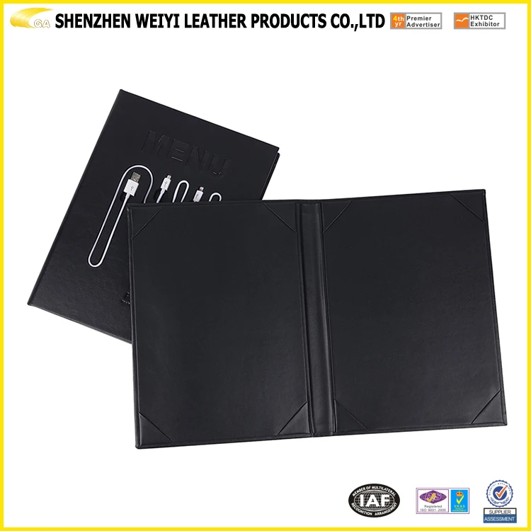 Custom Made Smart Multifunction Menu Folder Menu Holder Cover Case Chargeable  With Powercord 6000mah Power Bank