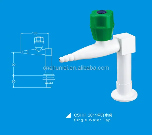 Один выходной лабораторный водопроводный кран с полипропиленовой ручкой и китайским клапаном