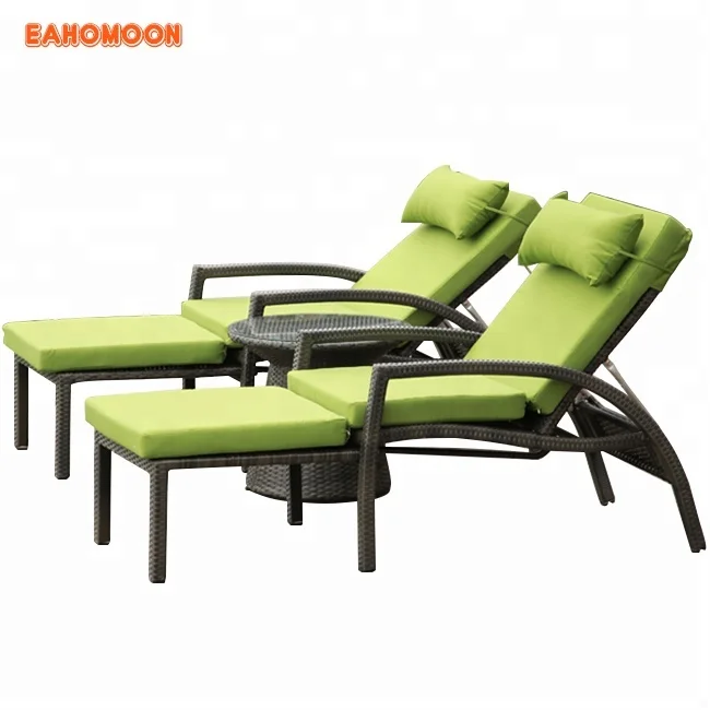 
latest design Outdoor beach swimming pool lying bed chair balcony leisure hotel lounger with side tables furniture modern 