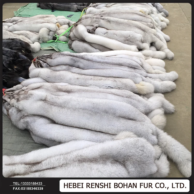 100% Real Blue Fox Fur Skin /Fox Fur Pelt For Garment Collar