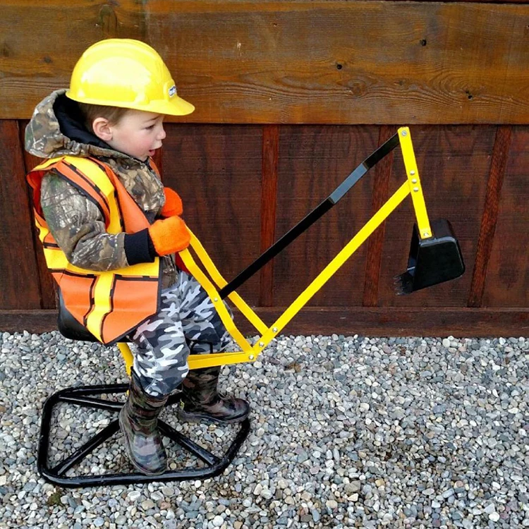 Детская уличная металлическая игрушка-экскаватор-погрузчик