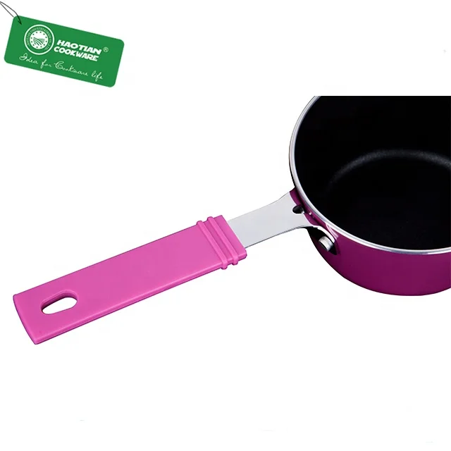 Aluminum Mini Sauce Pan Red Non Stick Cookware Silicone handle sauce pot