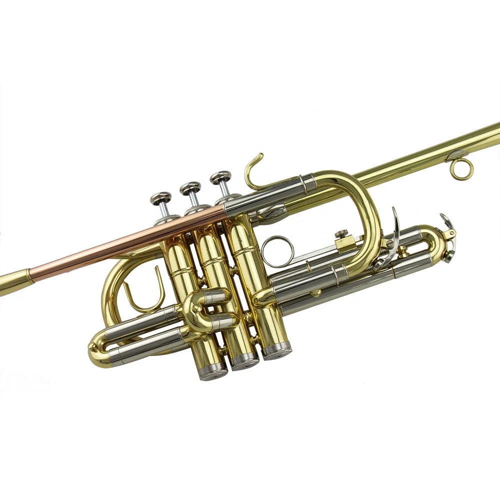 Gold lacquer Tone Bb Brass body Cupronickel tuning pipe/piston gold brass lead pipe Herald Trumpet