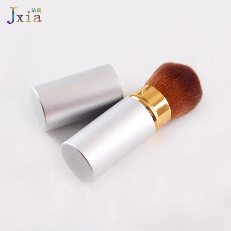 2018 Jiexia High Quality Silver Metal Cosmetic Retractable Kabuki Brush for  Foundation Powder Makeup