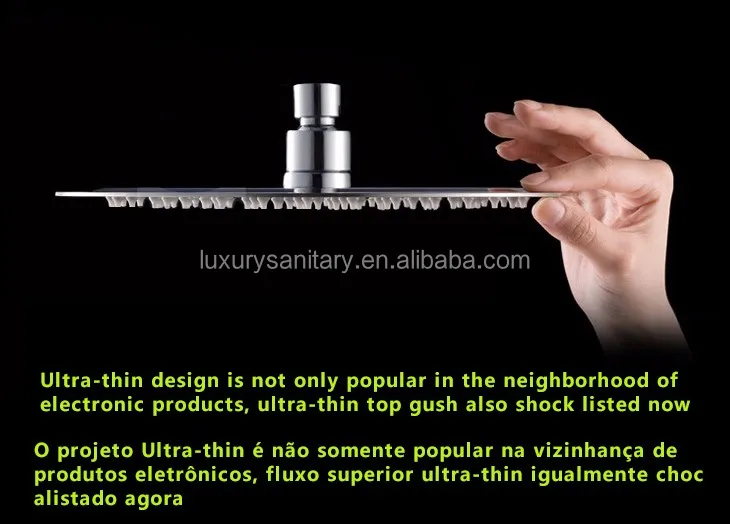 high quality 12 inch 30cm huge ultrathin shower heads stainless steel chrome square rainfall rotating shower head sprayer