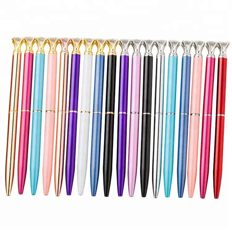 material escolar importado diamond pen kawaii resin stone gift funny luxury custom logo pen with company logo