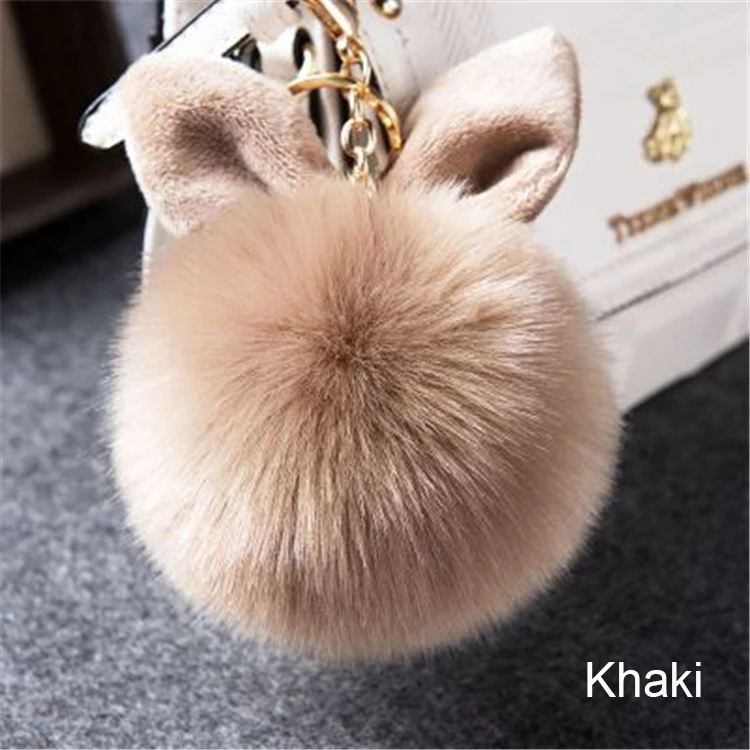 2017 New design Imitation rabbit fox pompom 8CM Fashion Plush Faux Fur Keychain