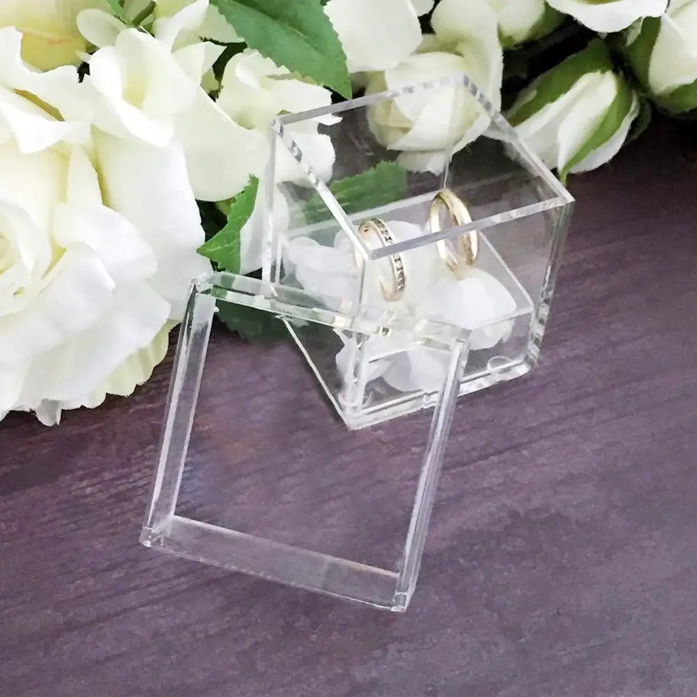 Wedding Gifts Without Flowers Clear Acrylic Clear Ring Holder Crystal Jewelry acrylic Ring Box
