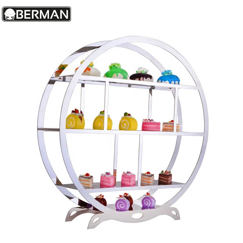 Catering & hospitality high tea restaurant mirror three layer buffet cake stand used catering equipment for sale in guangzhou