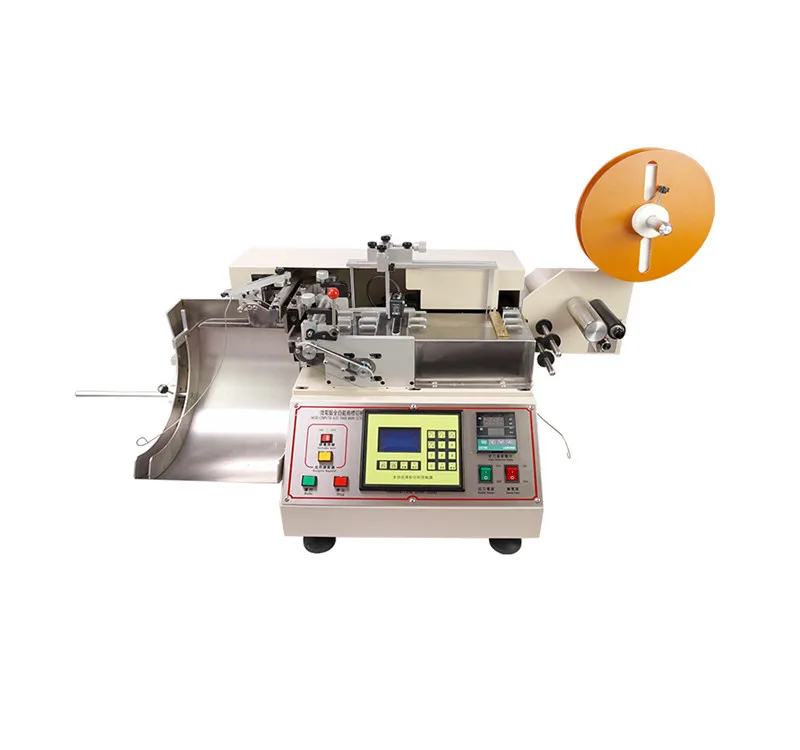 Automatic label cutting machine Computerized satin label tape cutter stacker Automatic tape cutting machine