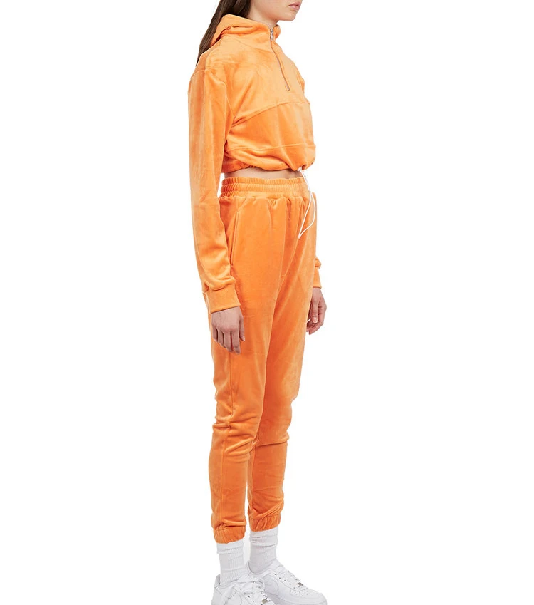 
wholesale hot orange blank velour tracksuit sport for women 