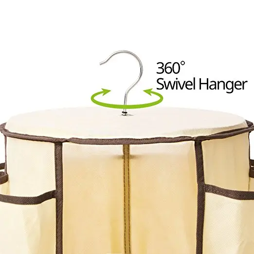 Tiered Collapsible Rotatable Multifunctional Carousel Hanging Shoe Handbag Purse Closet Storage Shelves Holder Organizer