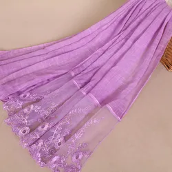 Wholesaler Fashion Beautiful Soft Cotton Lace Diamond Tie Dye Solid Color Islamic Muslim Women Hijab Shawl Scarfs pashmina