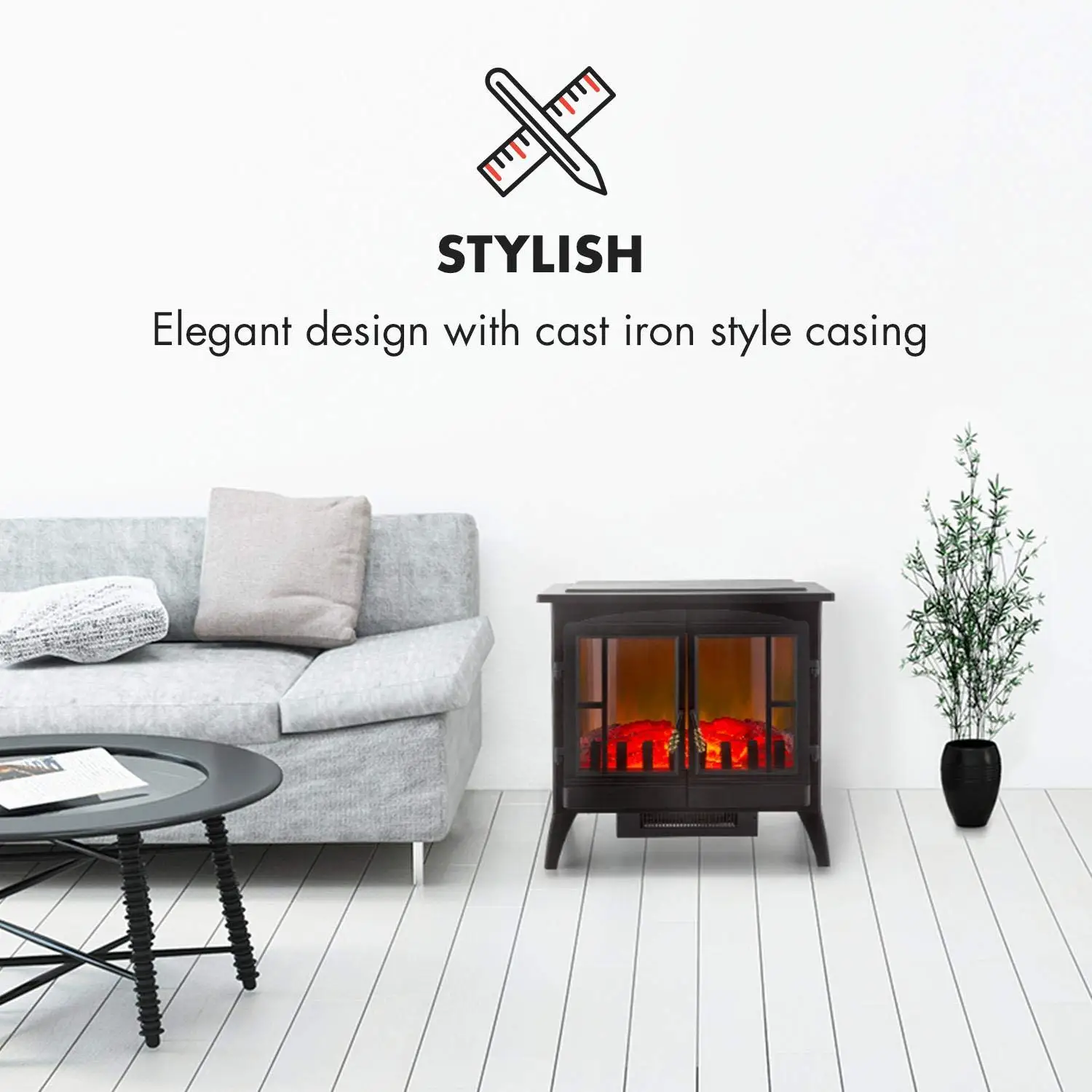 panorama 3 sided black decor flame effect large electric fireplace