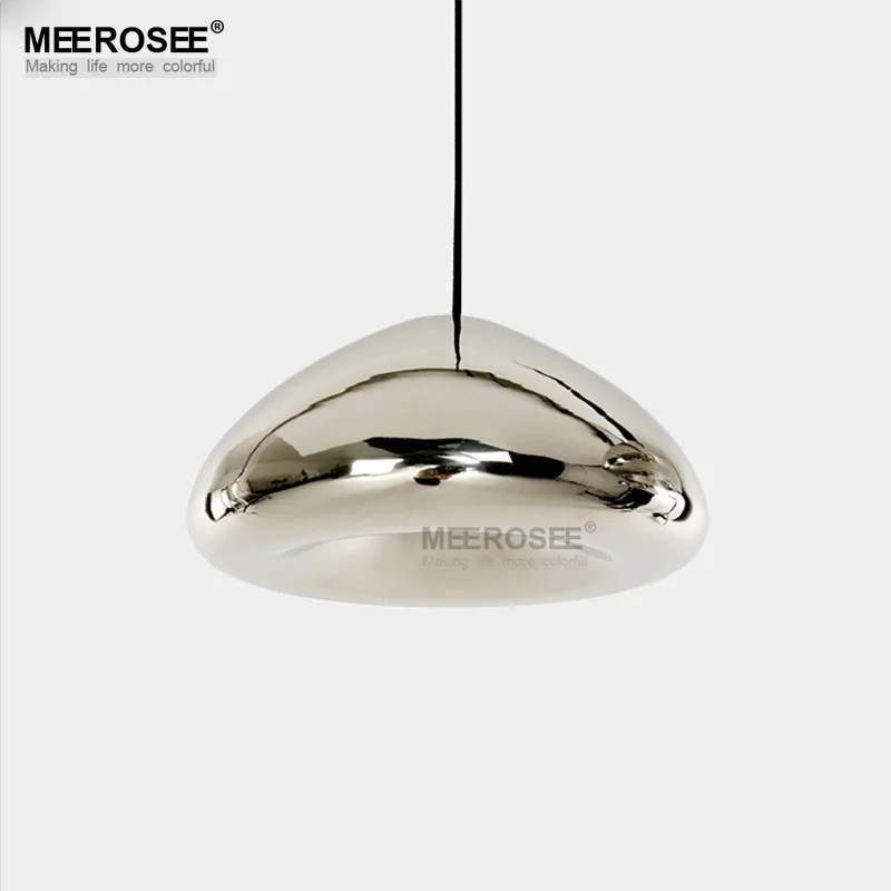 MEEROSEE Glass Shade Dome Pendant Light Hanging Stained Glass Lamp MD83009A