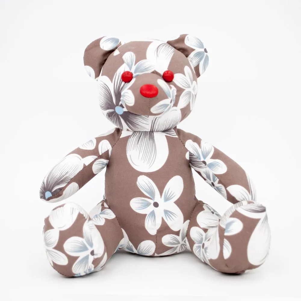 
Plush flower pattern soft teddy bear toy stuffing colorful imprinted logo OEM size bear 