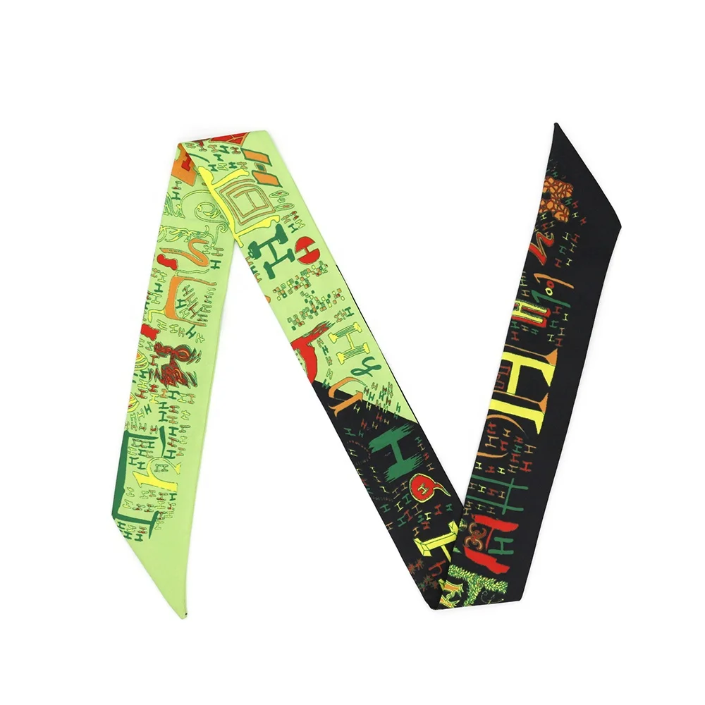 Tied Bag Handle Scarf Small Ribbon Twill Silk Scarf Women Fashion Brand Design Small Skinny Neck Scarf for Ladies