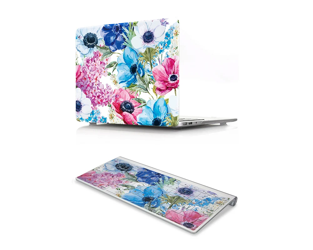 2 In 1 Beautiful Flower Hard Case and Keyboard Skin for Mac Air 13 Case m1 A2337 A2338 silicone laptop protective case
