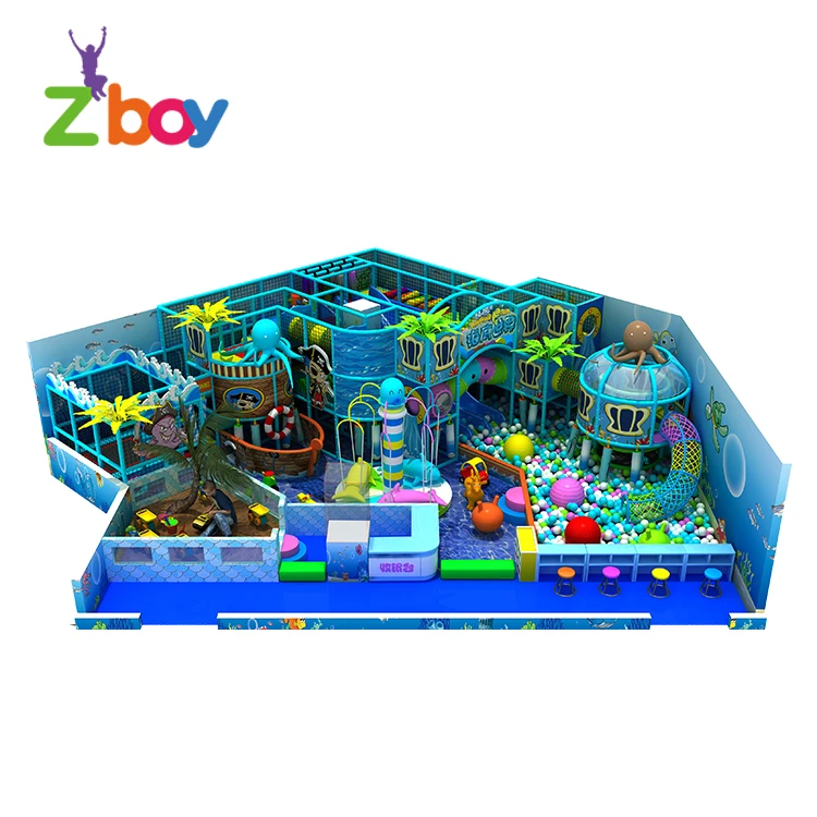 Ocean Theme Children Indoor Soft Play Areas Playground Equipment, Kids Play System Structure