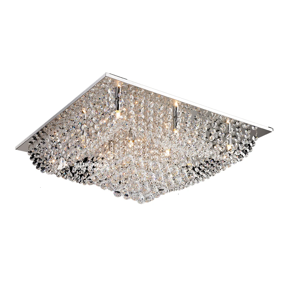 New square shape crystal ceiling lamp stainless steel ceiling lamp for living room and bedroom decoration