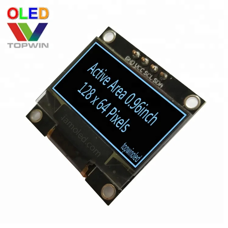 Topwin 0.96' 0.96inch 0.96 inch 128x64 pixels yellow & blue oled display module 4pin iic interface TW28640960A 1306 pcb board