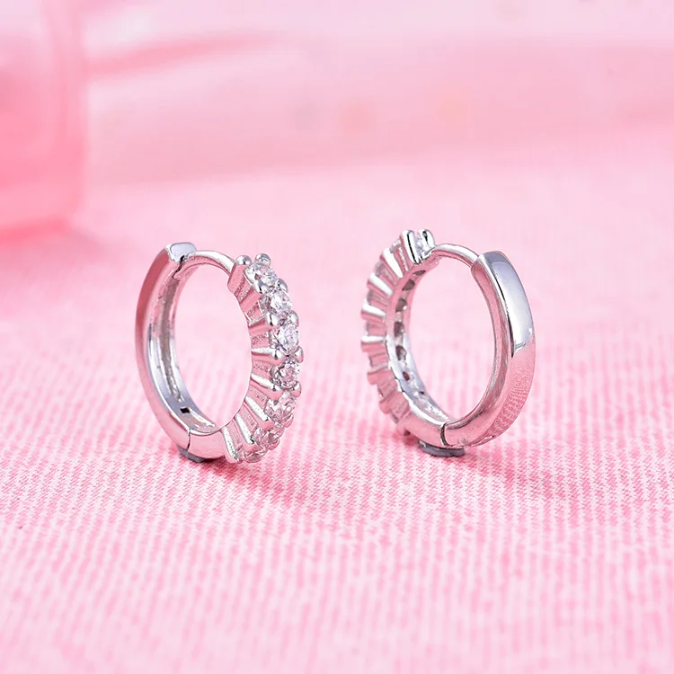 POLIVA Customise 925 Sterling Silver Round Shaped Huggie Hoop Korea Earrings