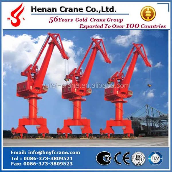 Port level luffing harbour portal crane , Seaport swing arm portal jib crane 20ton