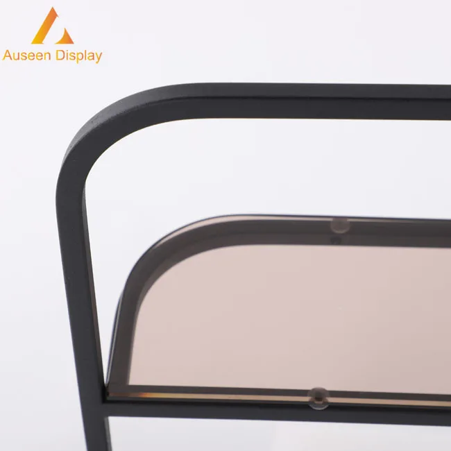 
Metal frame glass living room furniture decorative shelf for wall display and decorate 