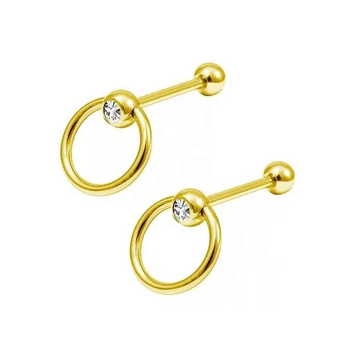 Stainless Steel Slave Rings Penis Piercing with Crystal