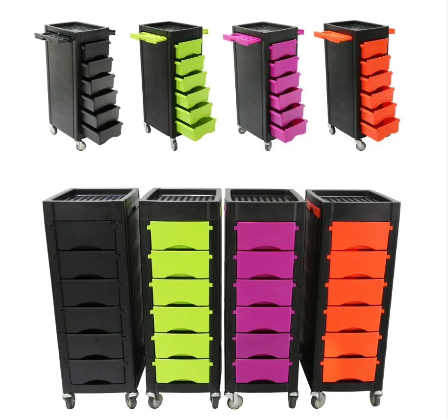 Beauty Salon Trolley with 6 ABS Drawers for Stylist Hairdresser SPA Furniture Hair Styling Station Coloring Storage Cart