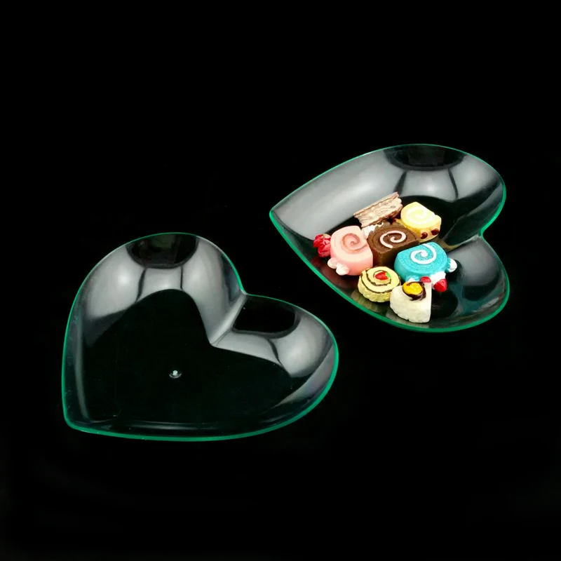 smooth line heart shape dish dessert appetizer clear dish for sale