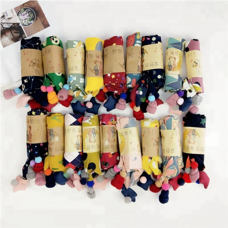 Fashion Lovely Children Designer Cotton Linen Print Scarves Scarf