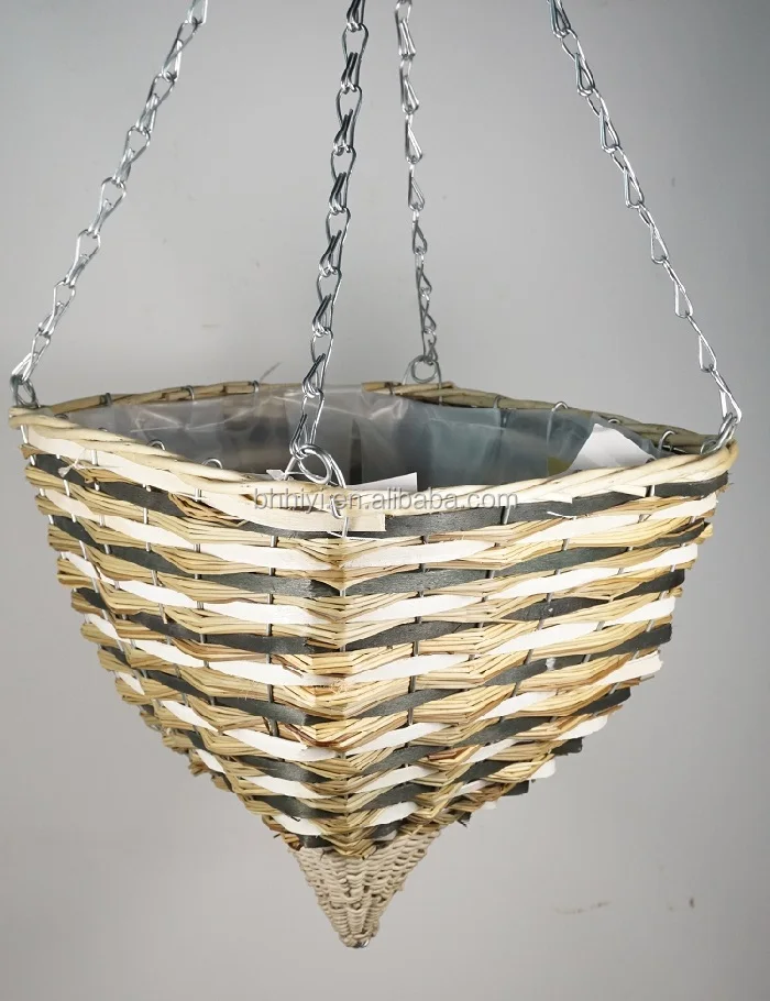 Плетеные конусные подвесные кастрюли ручной работы, натуральные плетеные корзины для хранения из ротанга для дома, сада, свадебные декоративные кастрюли