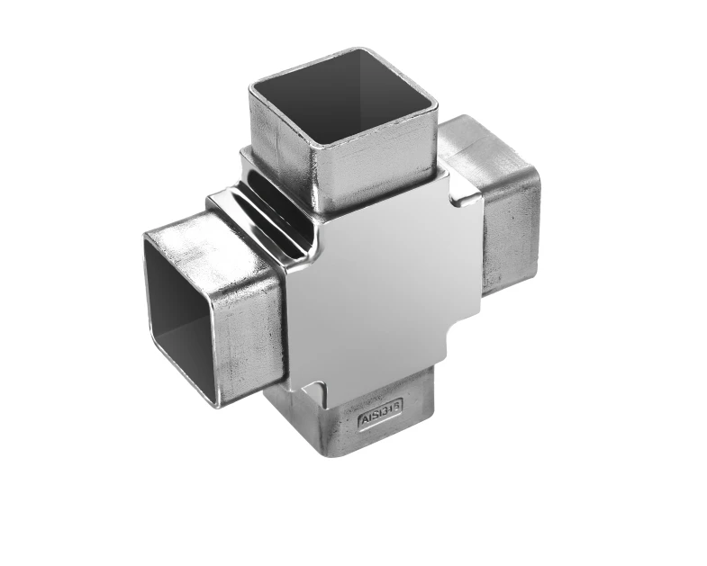 casting 4 way stainless steel square tube connector 40mm