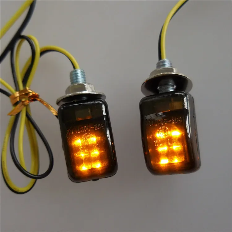 2x 6 SMD Smoked LED Mini Motorcycle Turn Signals Blinker Amber Indicators Lights For Motorbike Scooter Quad Cruiser Off Road