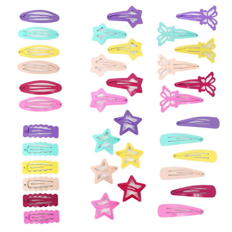 Оптовая продажа, металлические заколки для волос 4 см, мини-заколки для волос для детей, аксессуары для волос, смешанные стили, матовые заколки для волос, Детские аксессуары