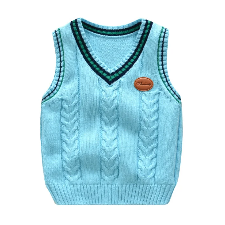 
YY10013U V-neck sweater vest wholesale custom kids knit boys school uniform sweater vest 