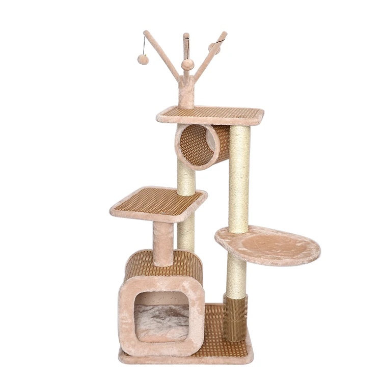 Unique kitty cat play house adjustable cat tree with cradle