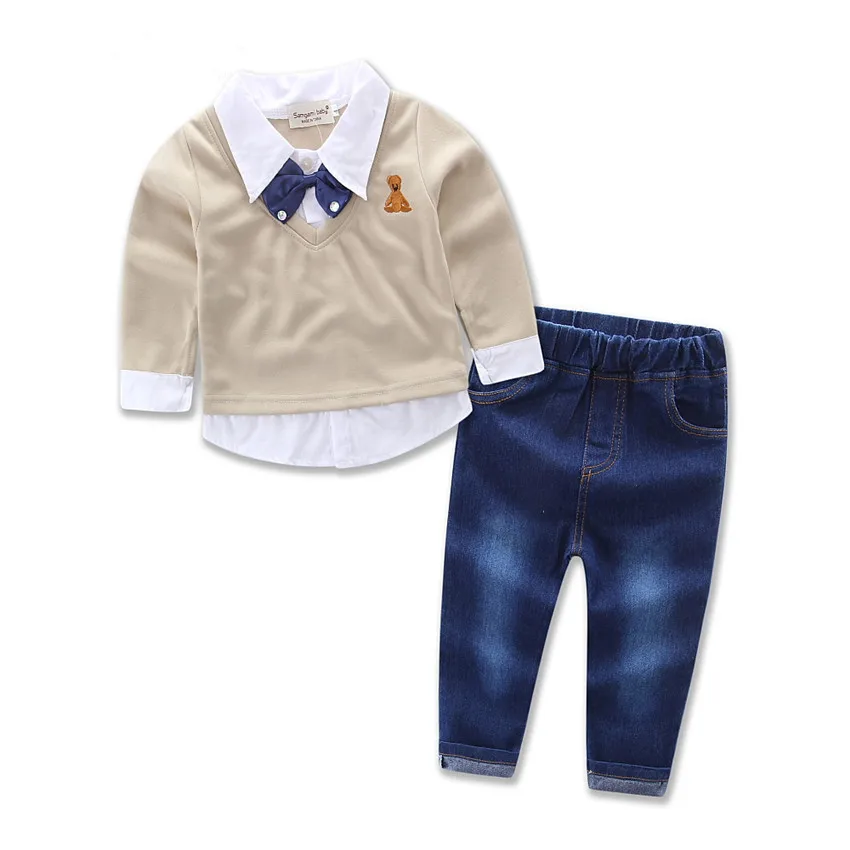 Latest spring fall baby boy clothes set for tops t-shirts + pants +vest coat kids clothes boys fashion designer clothing