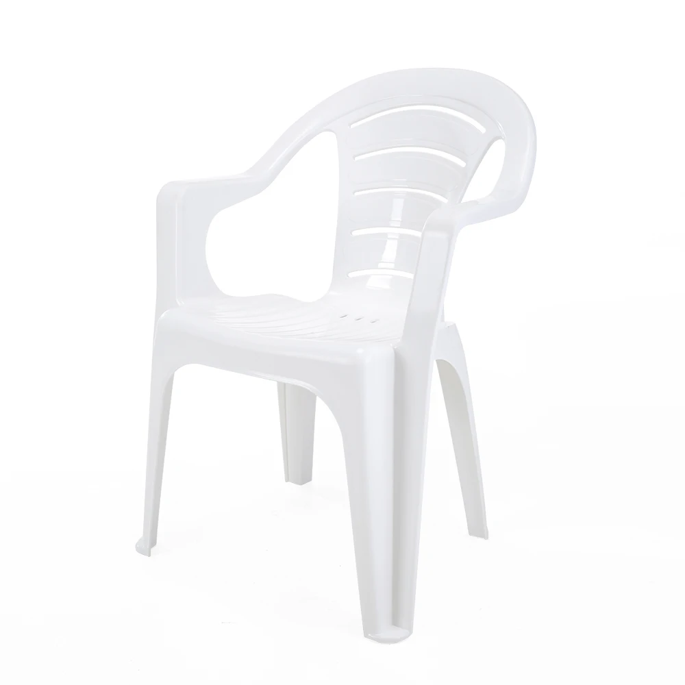 China factory party patio garden outdoor furniture polypropylene pp resin cheap monoblock white plastic chair with arms