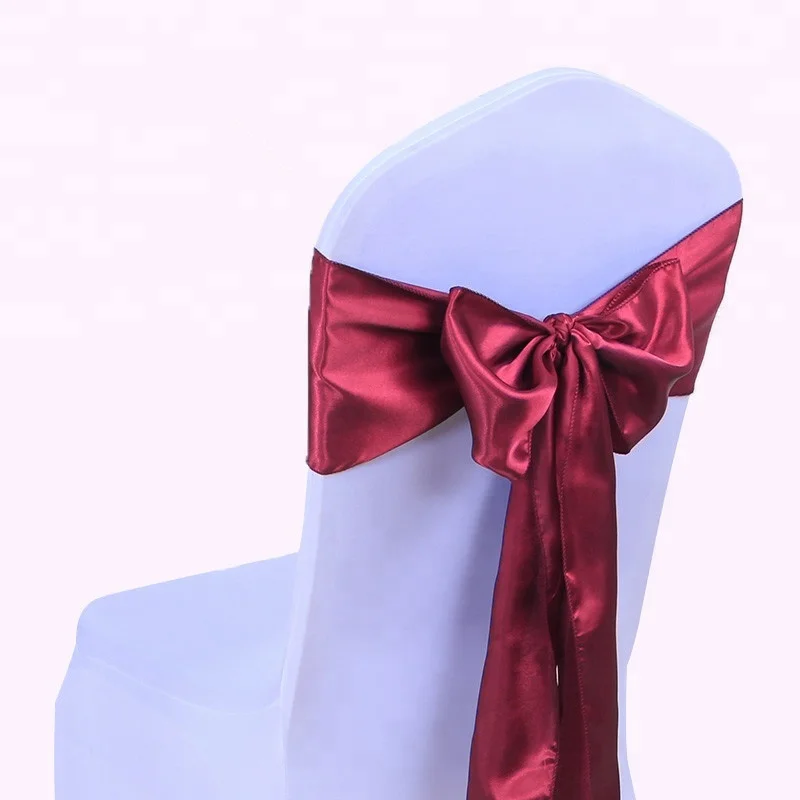 
wedding party banquet decoration burgundy satin chair sashes 