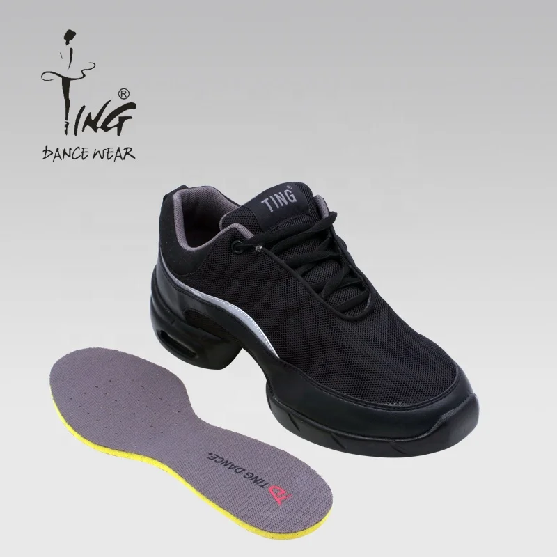 leather and mesh upper dance sneakers dance shoes