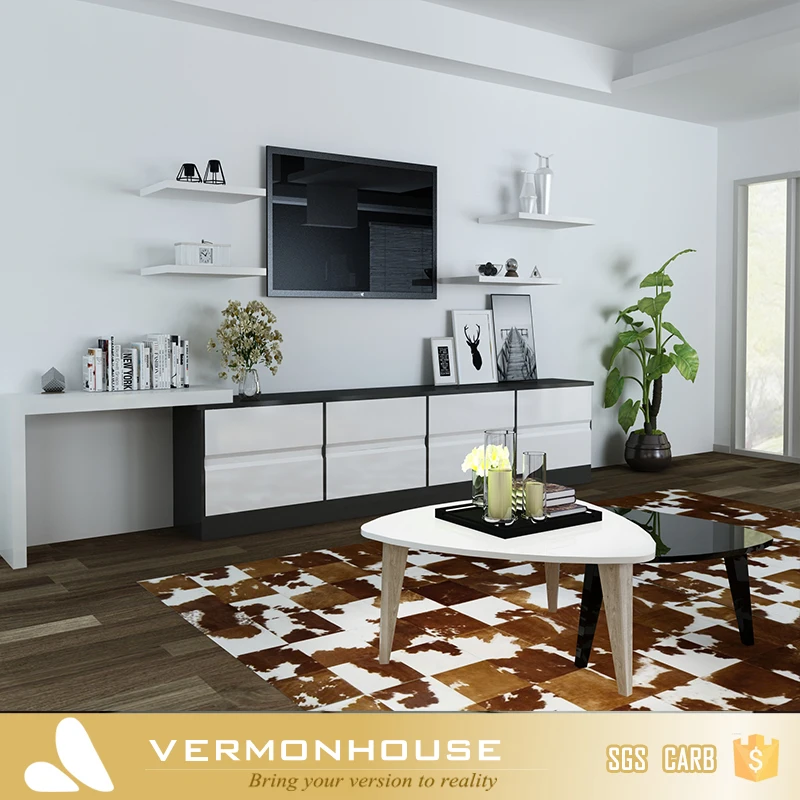 2021 Hangzhou vermont Modern Wooden TV Cabinet And White High Gloss TV Stand