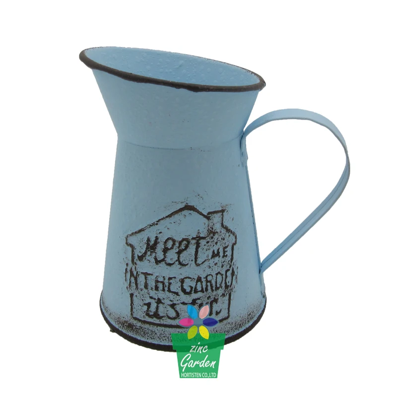 Домашний декор, металлический потрепанный металлический кувшин для цветов в стиле шик, оцинкованный кувшин для воды