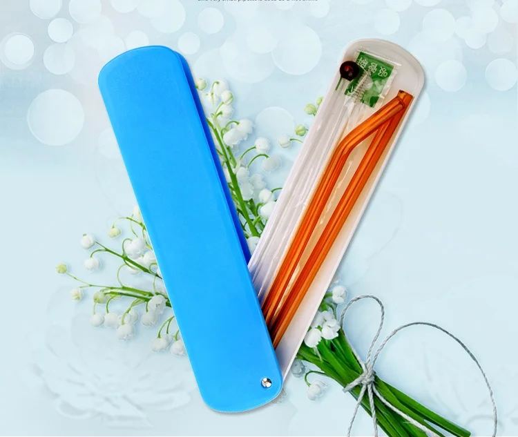 Reusable Borosilicate Color suck it up Drinking Glass Straws